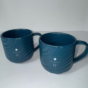 Starbucks Reserve Seattle Coffee Mug 12 oz Ripple, Smoky Blue X2